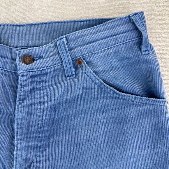 Vintage 70s Levi's Pants Mens 30x33 Blue Corduroy Flare Bootcut Trousers Belgium - Picture 3 of 10